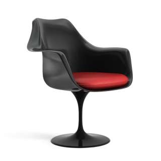 Knoll International - Saarinen Tulip Armlehnstuhl - Vinyl Red -  - vollgepolstert - indoor