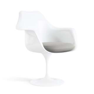 Knoll International - Saarinen Tulip Armlehnstuhl - Ultrasuede Silver - drehbar - vollgepolstert - indoor