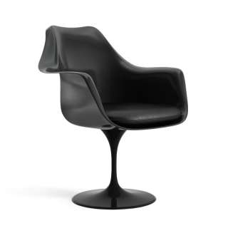 Knoll International - Saarinen Tulip Armlehnstuhl - Vinyl Black - drehbar - vollgepolstert - indoor