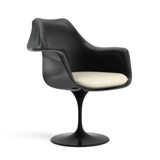 Knoll International - Saarinen Tulip Armlehnstuhl - Vinyl White - drehbar - Sitzkissen - indoor