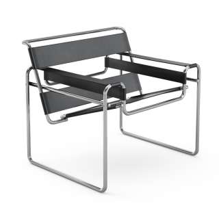 Knoll International - Breuer Original Wassily Loungesessel - Spinneybeck Kernleder schwarz - indoor