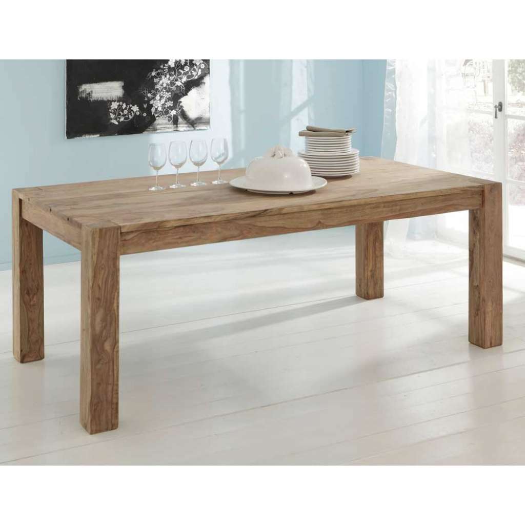 Esszimmertisch mit zwei Ansteckplatten Sheesham Massivholz