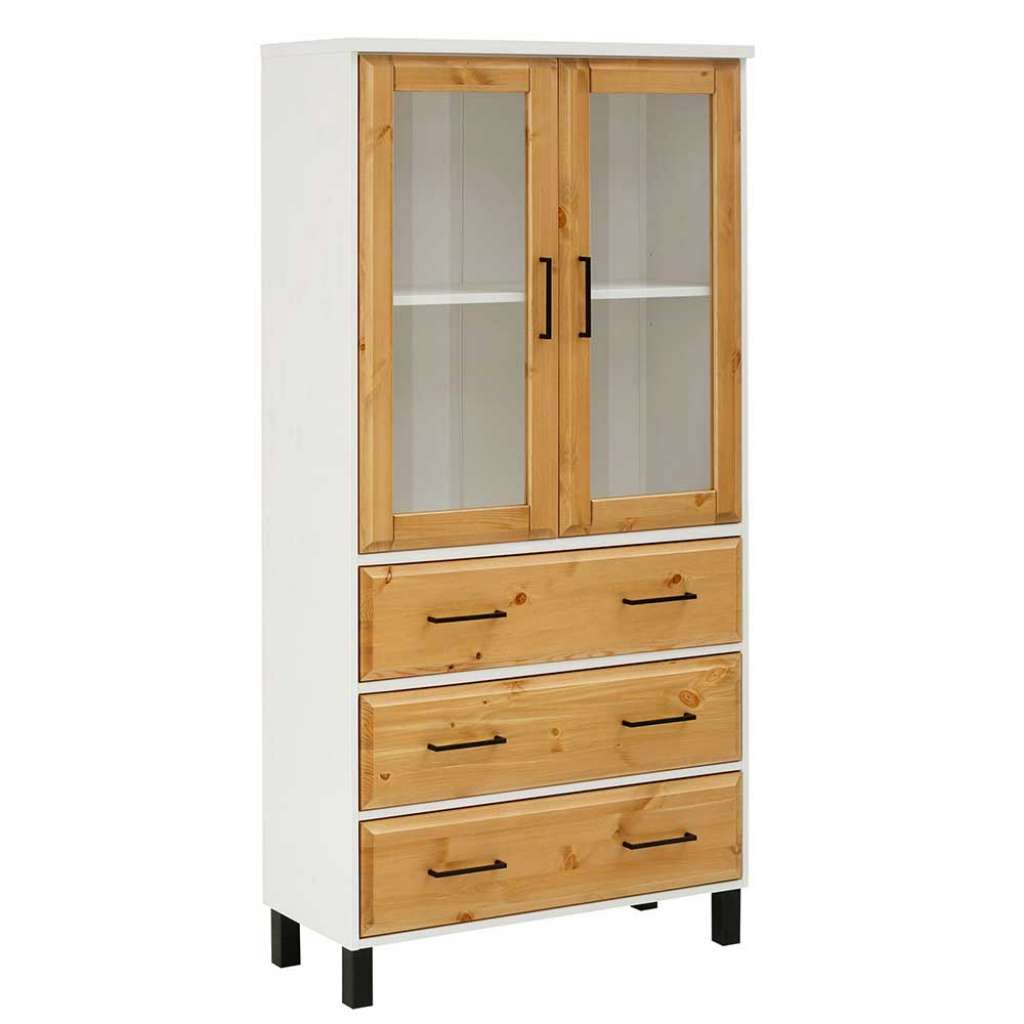 Esszimmer Highboard mit Glastüren Kiefer Massivholz