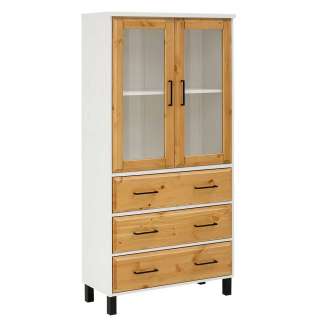 Esszimmer Highboard mit Glastüren Kiefer Massivholz