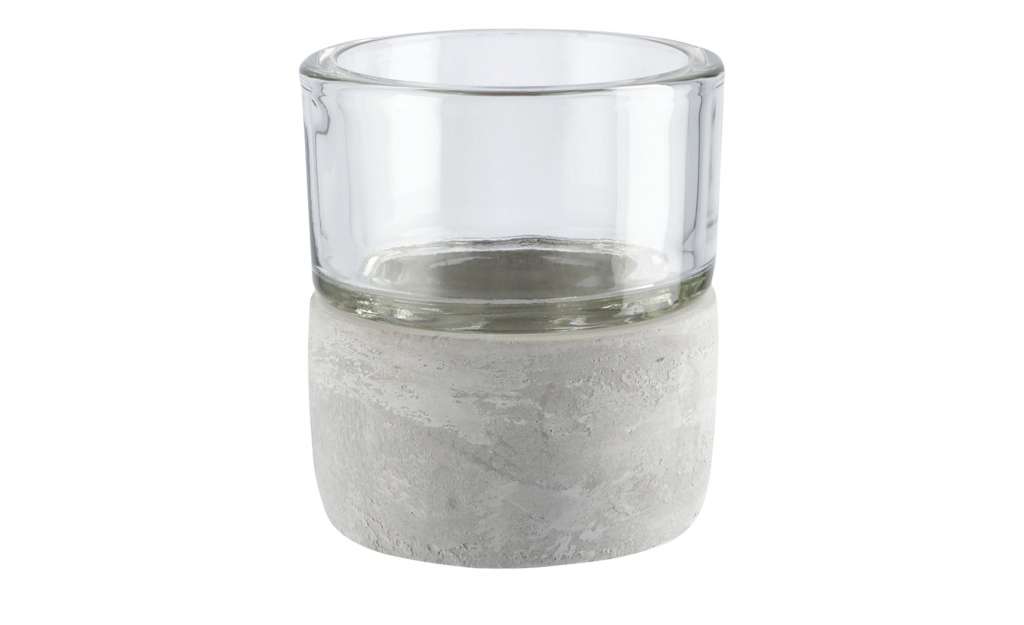 Teelichthalter auf Betonsockel ¦ grau ¦ Glas , Betonfaser Ø: 8 Dekoration > Kerzen & Lichter > Kerzenständer - Höffner