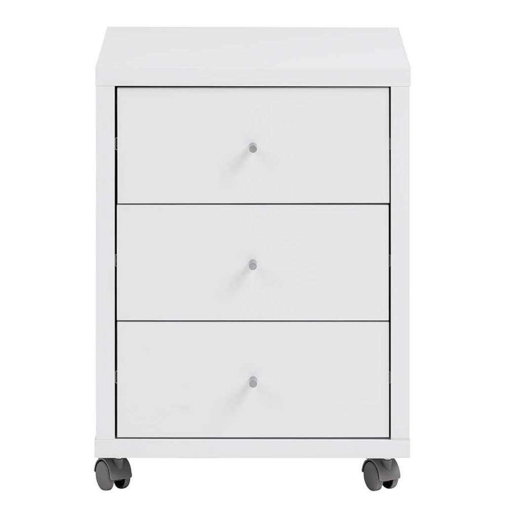 Schreibtischrollcontainer mit Metallgriffen drei Schubladen