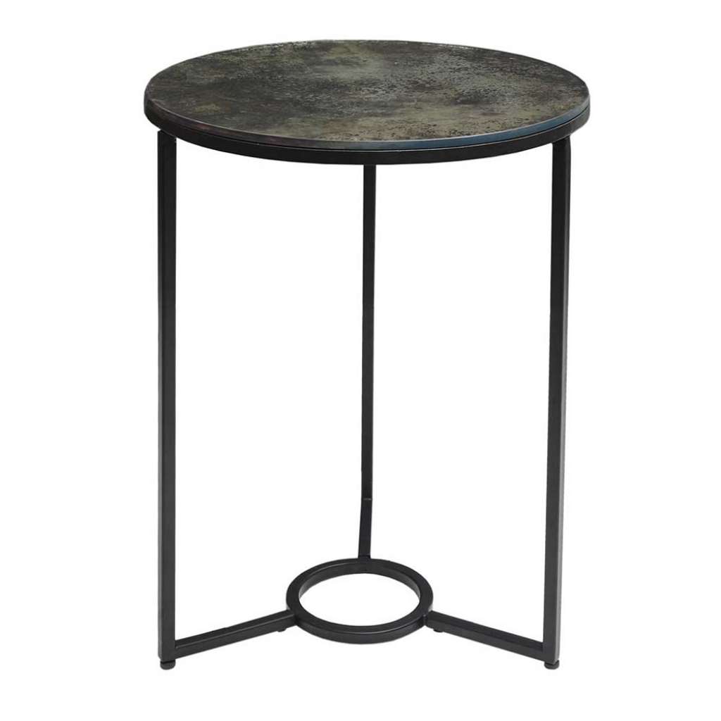 Runder Tisch aus bedrucktem Glas Metall Bügelgestell