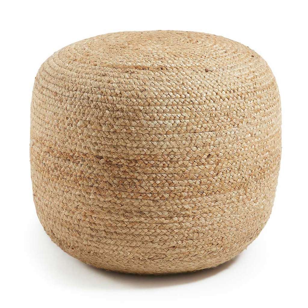 Sitzpouf in Beige Jute Geflecht