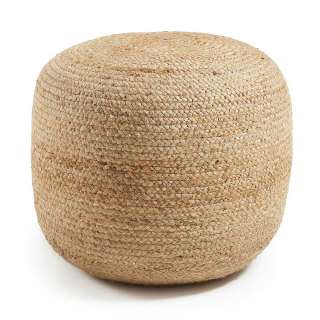 Sitzpouf in Beige Jute Geflecht