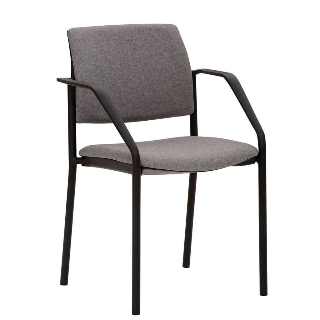 Seminarstuhl in Grau Webstoff mit Armlehnen stapelbar