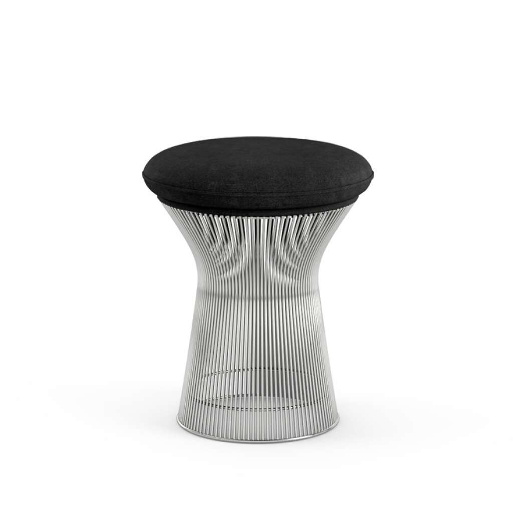 Knoll International - Platner Hocker - Circa schwarz - polierter Nickel - indoor