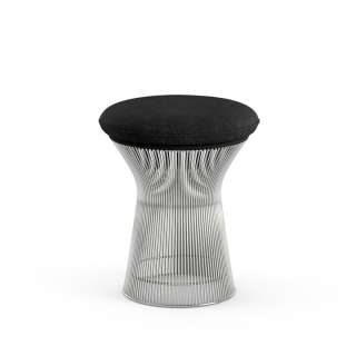 Knoll International - Platner Hocker - Circa schwarz - polierter Nickel - indoor