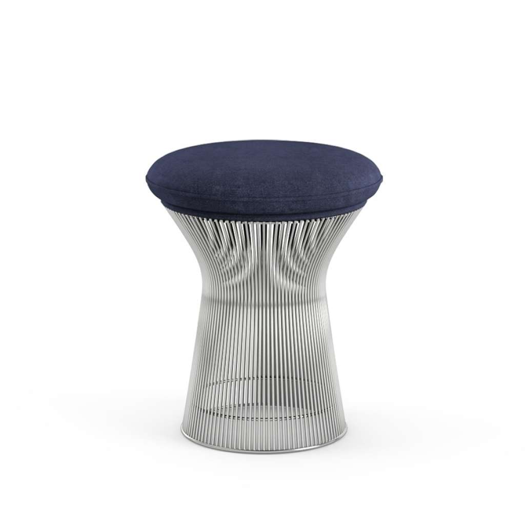 Knoll International - Platner Hocker - Circa blau - polierter Nickel - indoor