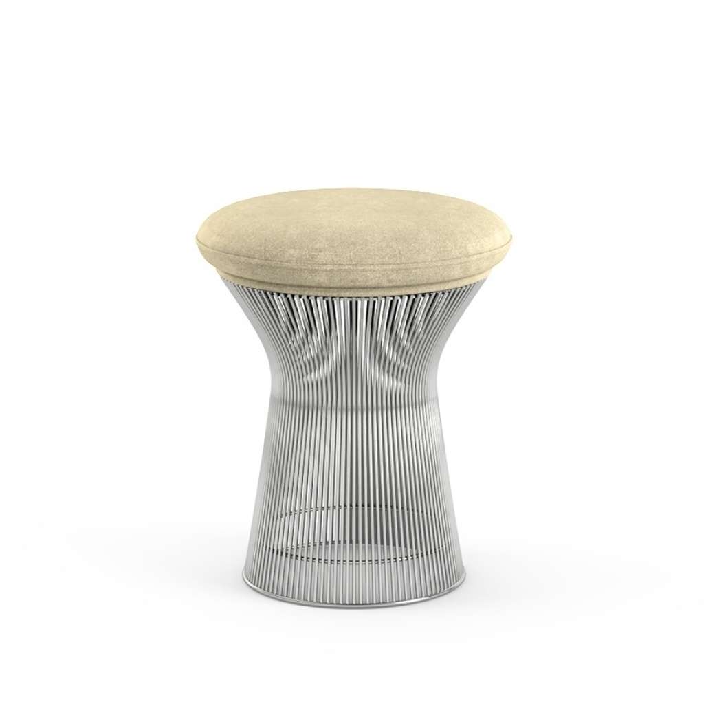 Knoll International - Platner Hocker - Circa elfenbein - polierter Nickel - indoor