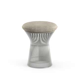 Knoll International - Platner Hocker - Circa silbergrau - polierter Nickel - indoor