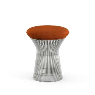 Knoll International - Platner Hocker - Circa ziegelrot - polierter Nickel - indoor