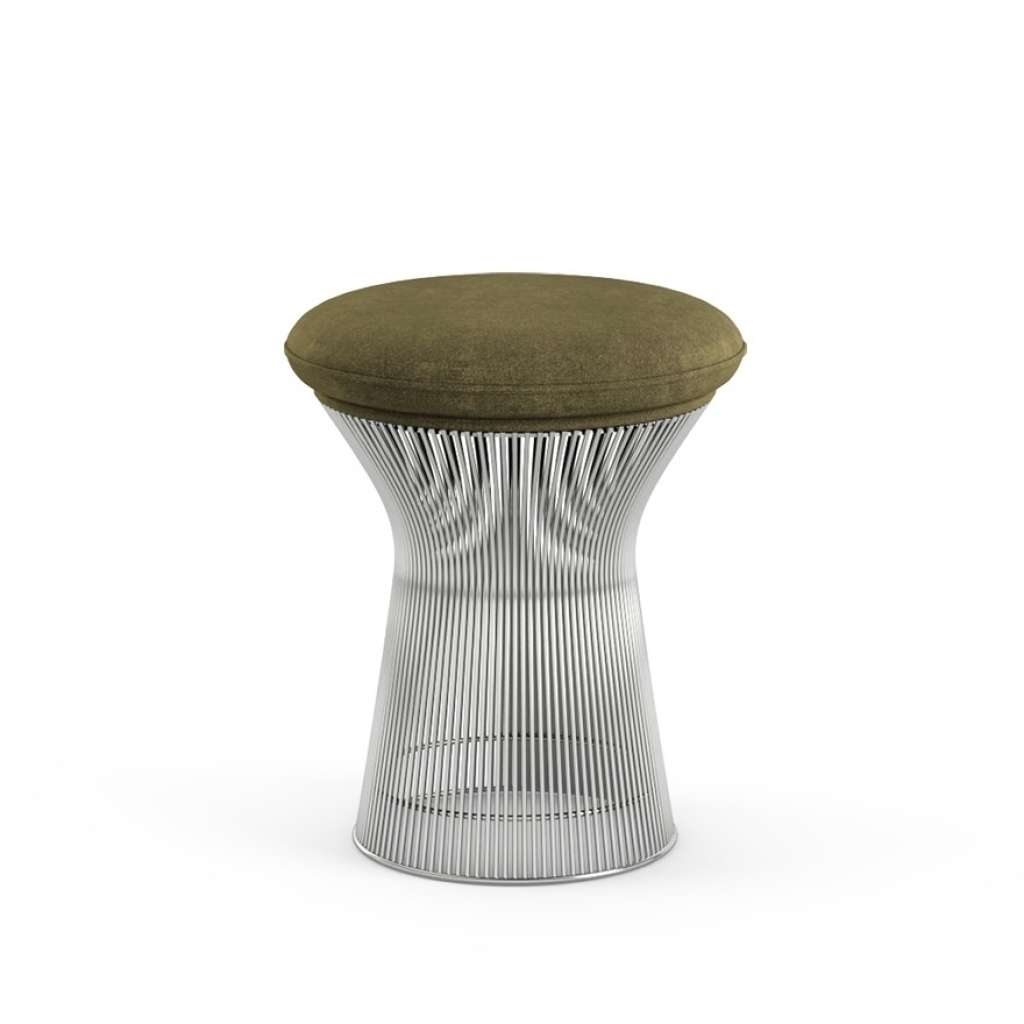 Knoll International - Platner Hocker - Circa oliv - polierter Nickel - indoor