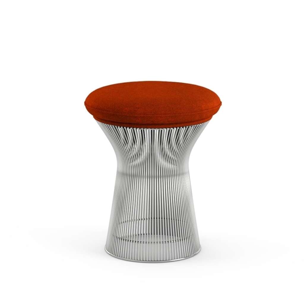 Knoll International - Platner Hocker - Circa rot - polierter Nickel - indoor