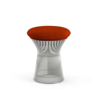 Knoll International - Platner Hocker - Circa rot - polierter Nickel - indoor
