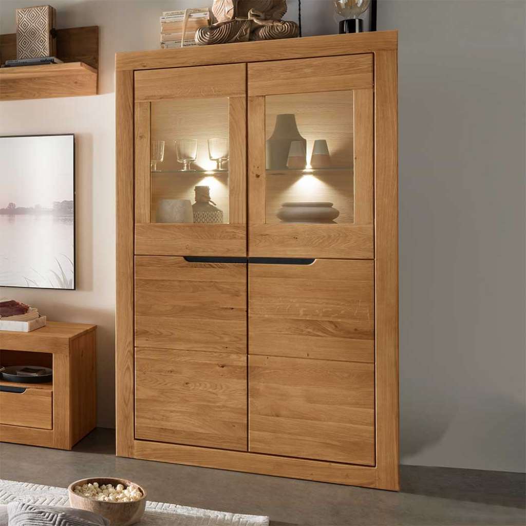 Wohnwand Highboard mit Glastüren 95 cm breit