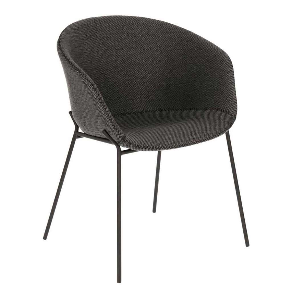 Stuhl mit Armlehne in Dunkelgrau Bezug aus Webstoff