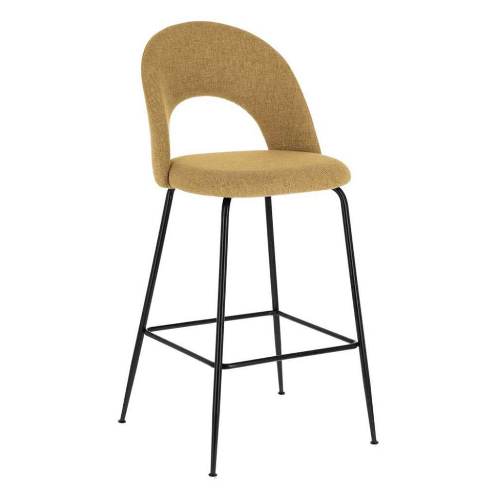 Bar Sitzhocker mit Rückenlehne Gelb Stoff (2er Set)