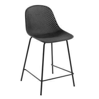 Barstuhl Schwarz aus Kunststoff Metall (2er Set)