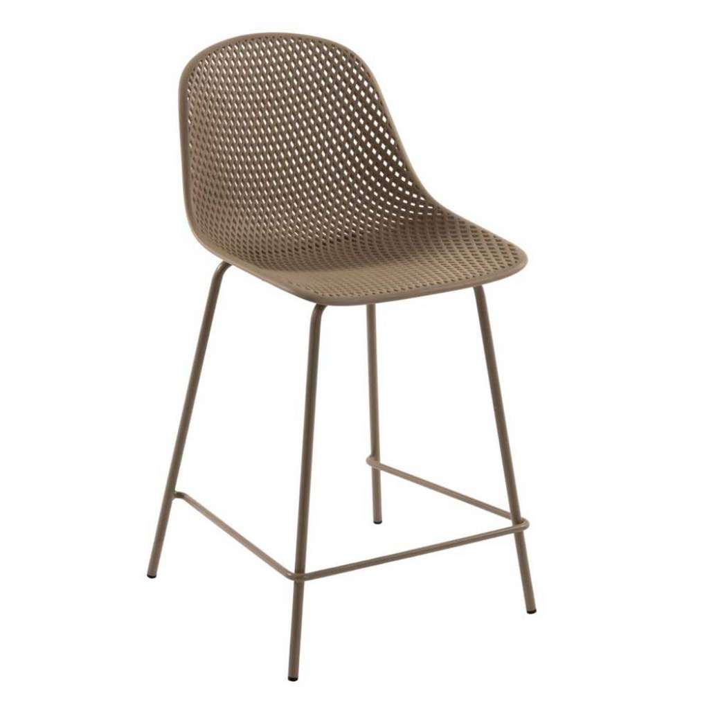 Designbarstuhl in Beige Kunststoff und Metall (4er Set)