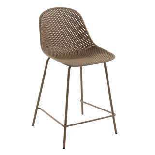 Designbarstuhl in Beige Kunststoff und Metall (4er Set)
