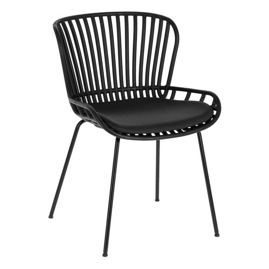 Stühle Esszimmer Design in Schwarz Kunstleder Sitz (4er Set)