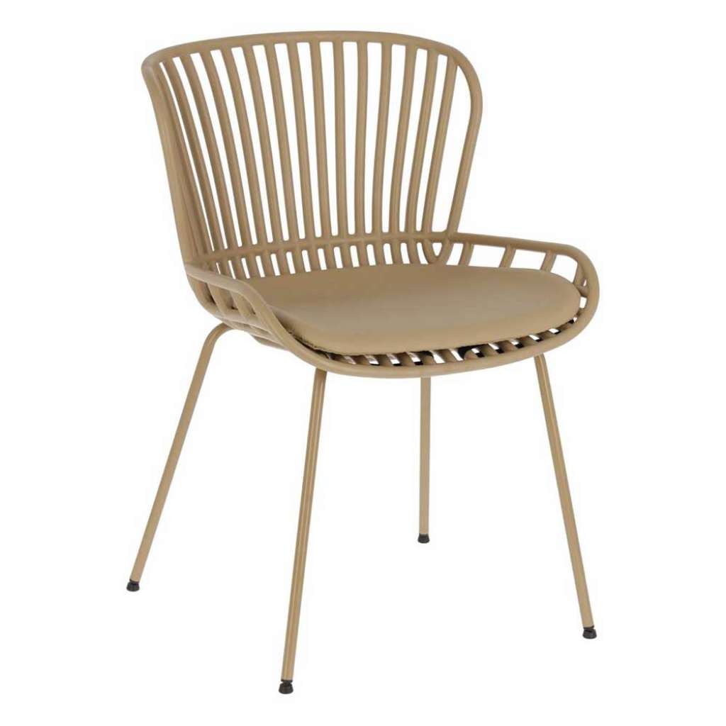 4 Stühle Esszimmer in Beige Kunststoff und Metall (4er Set)