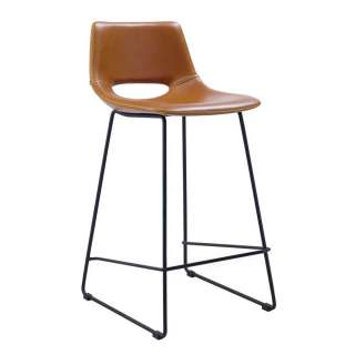 Küchenbarhocker in Braun Kunsleder Bügelgestell (2er Set)