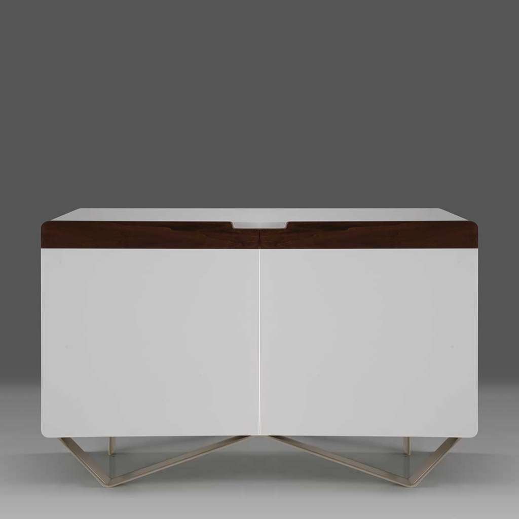 Wohnzimmer Kommode in Weiß Nussbaumfarben