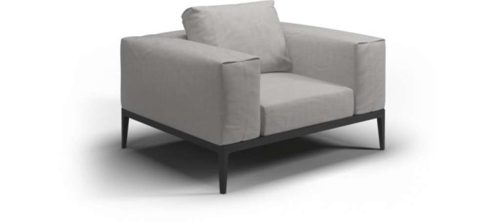 Gloster - Grid Lounge Sessel - meteor - seagull - outdoor