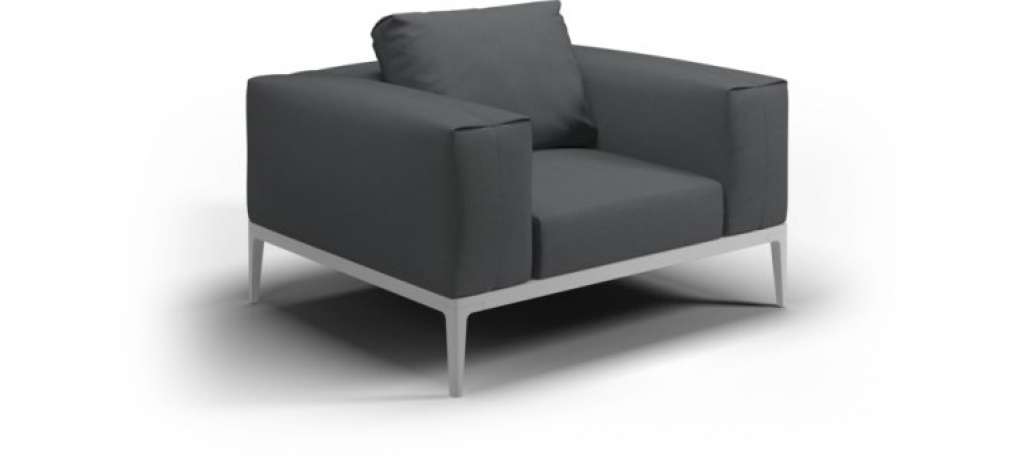 Gloster - Grid Lounge Sessel - weiss - anthrazit - outdoor