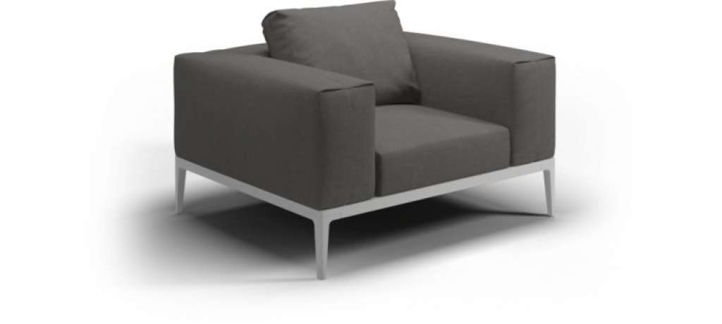 Gloster - Grid Lounge Sessel - weiss - granit - outdoor