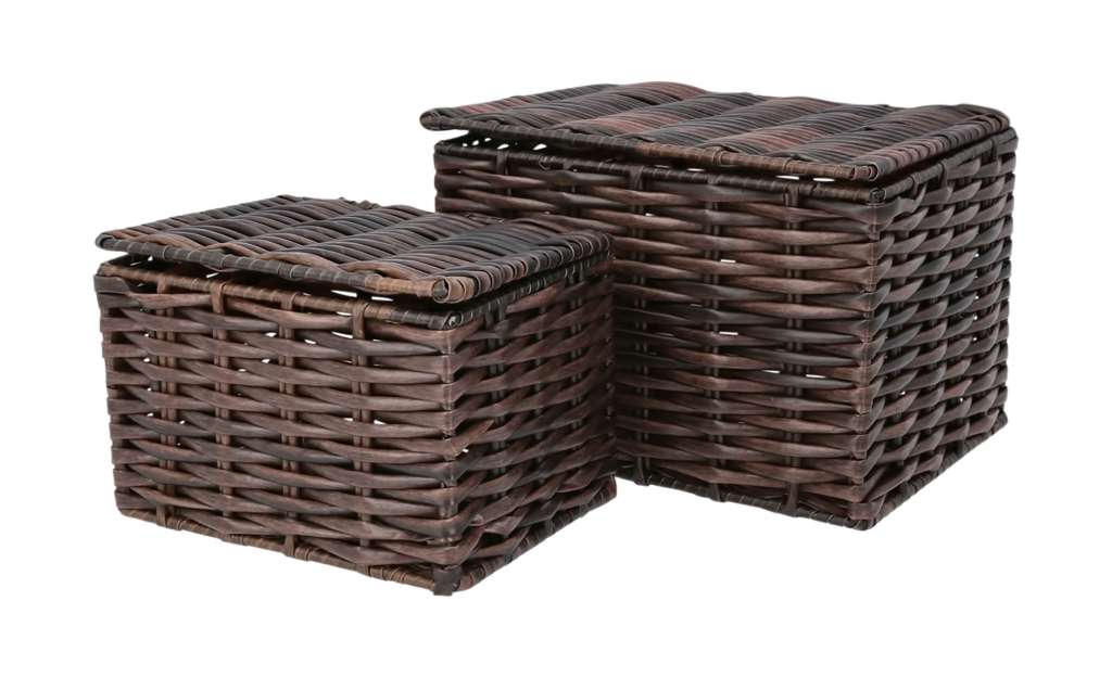 Aufbewahrungsbox, 2er Set ¦ braun ¦ Kunststoff, Metall Aufbewahrung > Körbe - Höffner