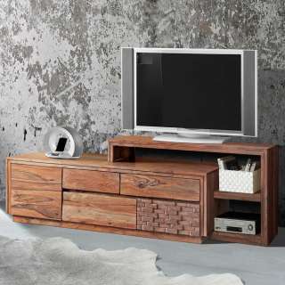 Fernsehlowboard mit TV Aufsatz Sheesham Massivholz