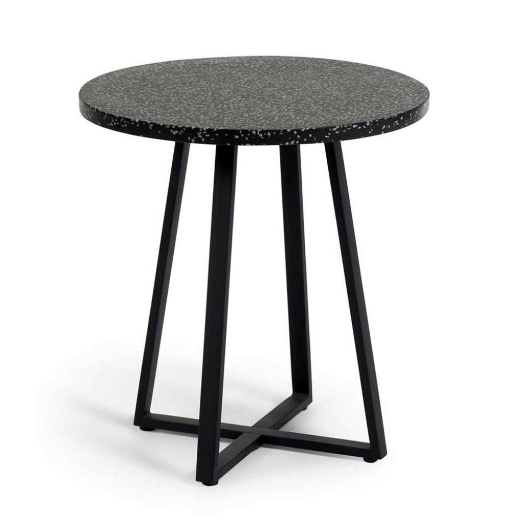 Terrazzo Tisch in Schwarz Bügelgestell