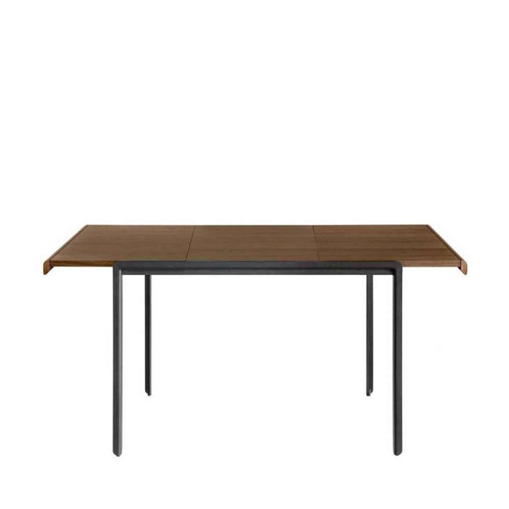 Ausziehtisch im Retrostil Nussbaumfarben & Schwarz