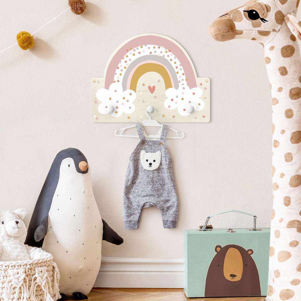 home24 Kindergarderobe Regenbogen mit Wolken