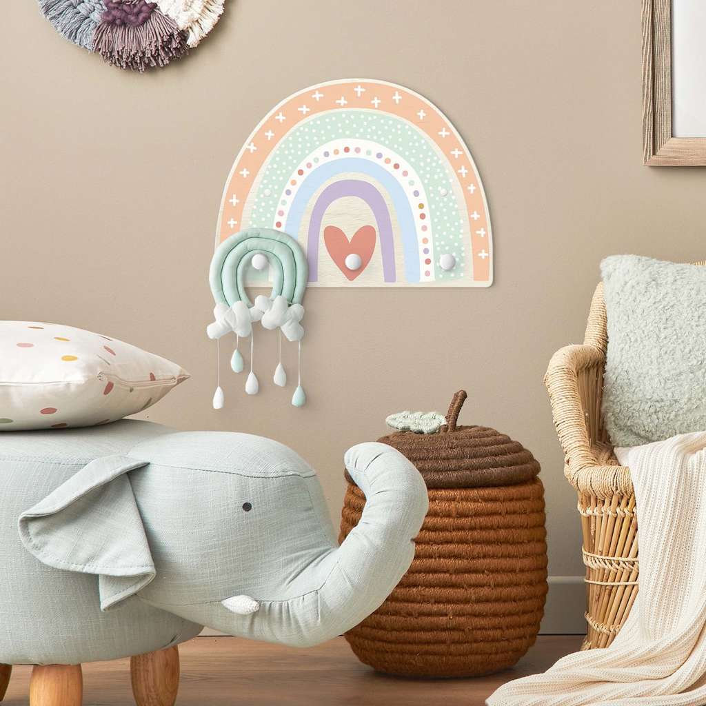 home24 Kindergarderobe Regenbogen Punkte Herz