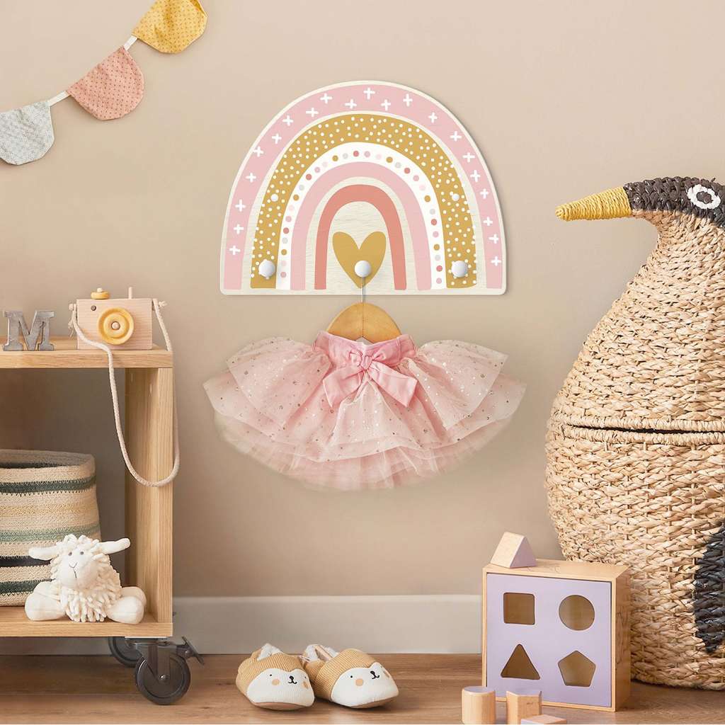 home24 Kindergarderobe Regenbogen Punkte Herz