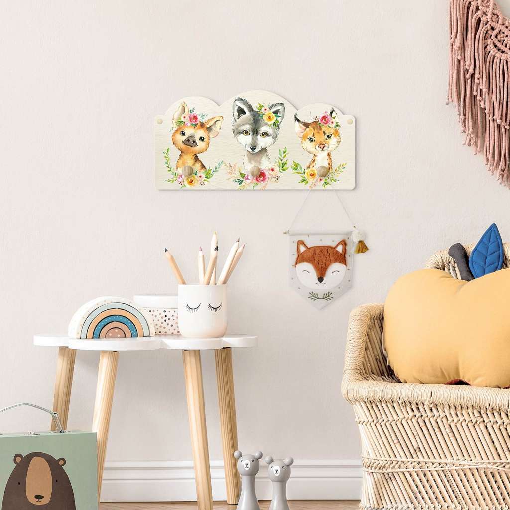 home24 Kindergarderobe Waldtiere mit Blumen II