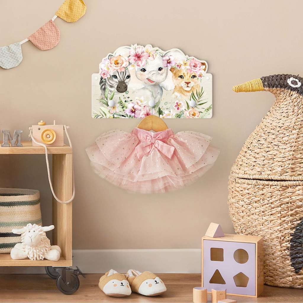 home24 Kindergarderobe Zebra Elefant Löwe