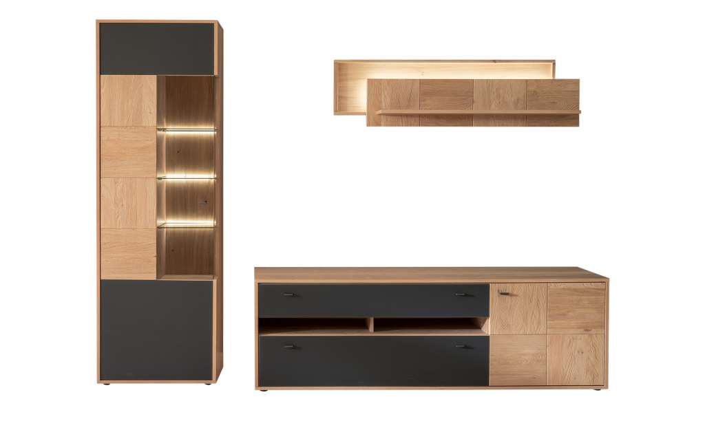 Wohnkombination  Lavia ¦ holzfarben Wohnwände - Höffner