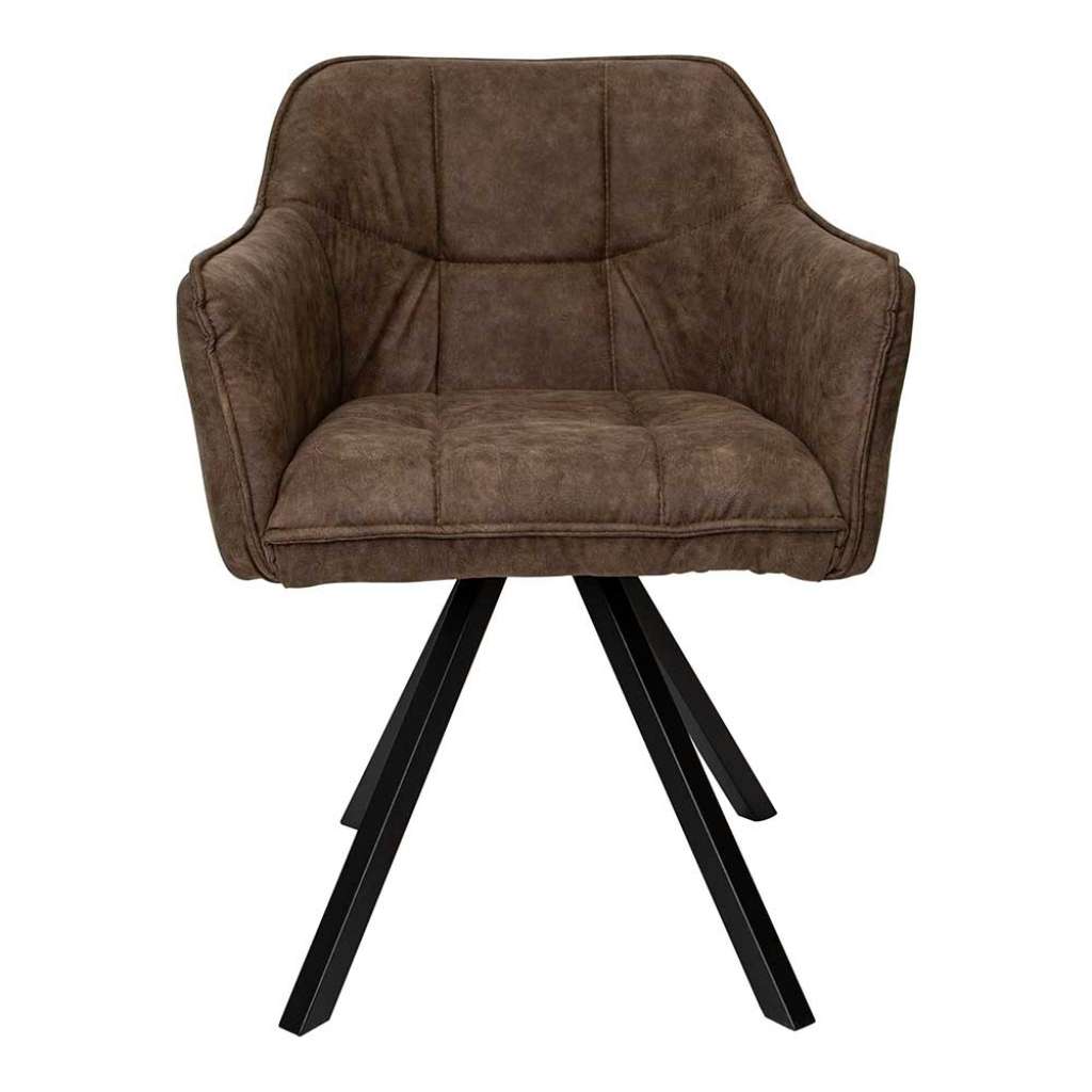 Esszimmersessel in Taupe & Schwarz Kunstleder und Metall