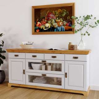 Landhaus Sideboard Schubladen mit Glasfront 2 türig
