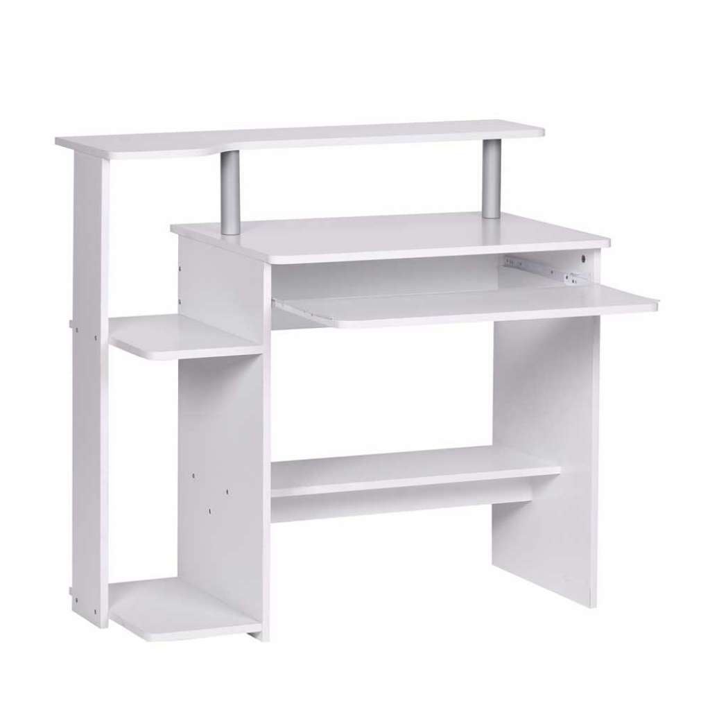 Homeoffice Schreibtisch in Weiß Tastaturauszug