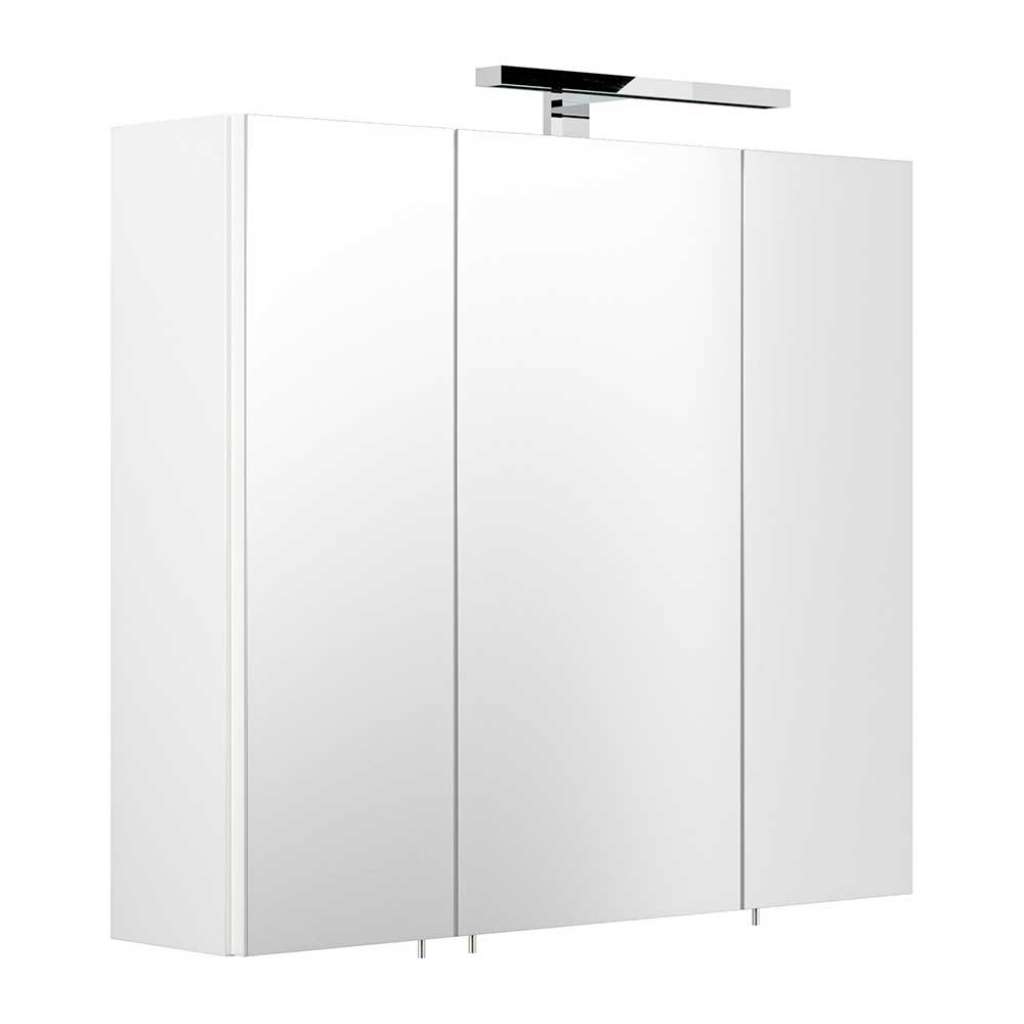 Spiegelschrank mit Lampe in Weiß 70 oder 90 cm breit